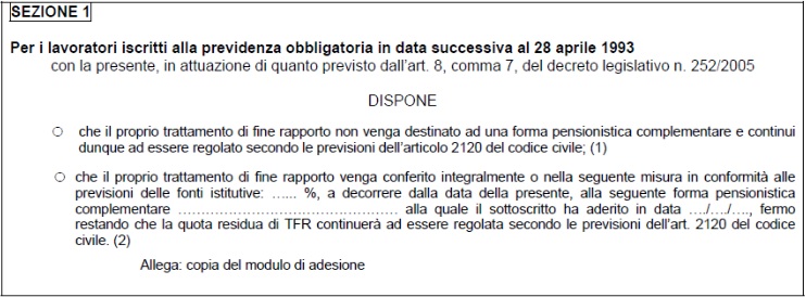 previdenza complementare sezione 1